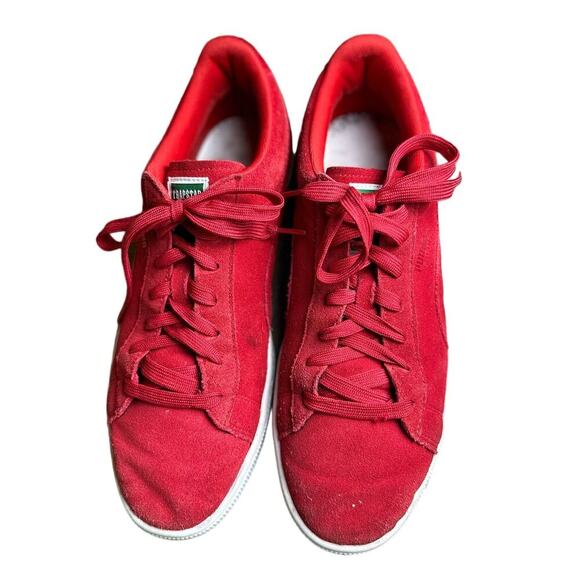 Puma x Trapstar Clyde Suede Sneakers in Barbados Cherry + White Men's Size 12 - Picture 2 of 9